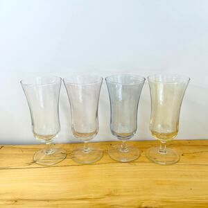 Glasses Iridescent Vtg Parfait Cordial liqueur France Hand Blown Stem 60s